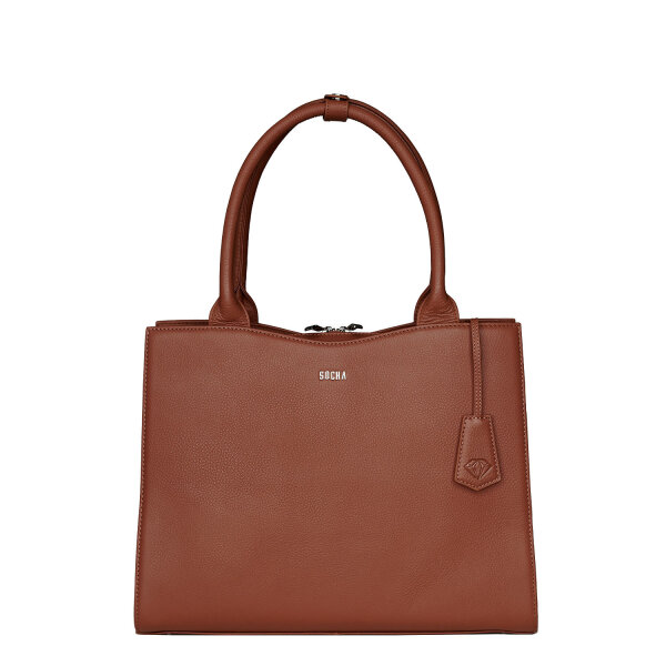 Socha Diamond Edition Cognac 14 Zoll Echtleder Laptoptasche - Braun