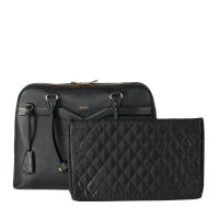 Socha Diamond Couture Bolsa para portátil de piel auténtica de 15,6 pulgadas - Negro