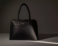 Socha Diamond Couture Bolsa para portátil de piel auténtica de 15,6 pulgadas - Negro