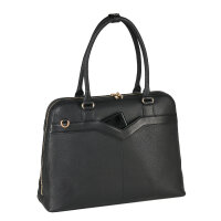Socha Diamond Couture Bolsa para portátil de piel auténtica de 15,6 pulgadas - Negro