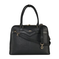 Socha Diamond Couture Bolsa para portátil de piel auténtica de 15,6 pulgadas - Negro
