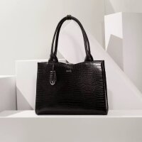 Socha Midi Croco Negro Bolsa elegante para portátil de 14 pulgadas - Negro