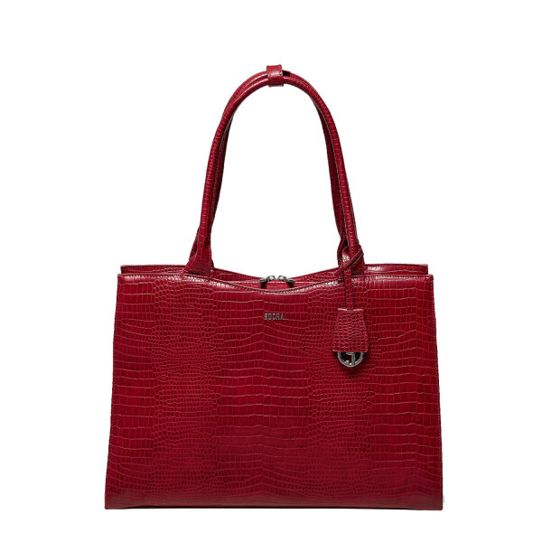 Socha Midi Croco Borgoña Bolsa elegante para portátil de 14 pulgadas - Rojo