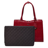Socha Midi Croco Borgoña Bolsa elegante para portátil de 14 pulgadas - Rojo