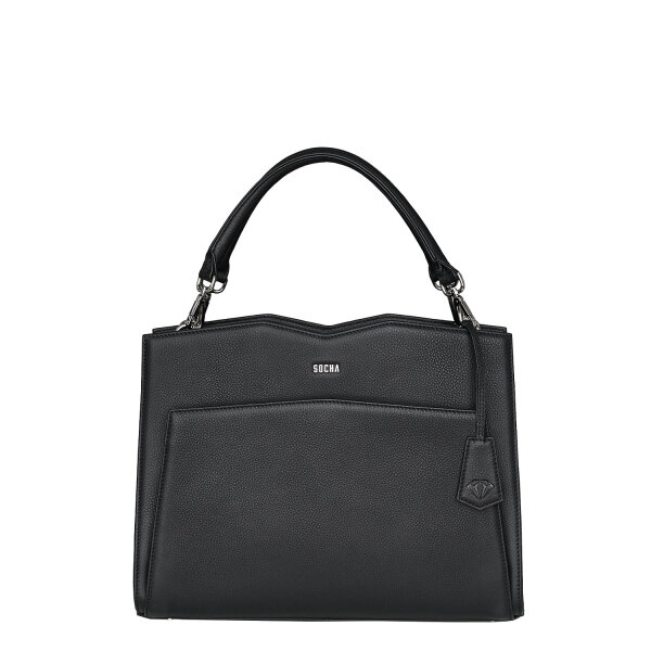 Socha Diamond Edition Bandolera Negro 14 Piel auténtica Bolsa para portátil Negro