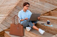 Socha Straight Line Cognac 15.6 Zoll elegante Laptoptasche - Braun