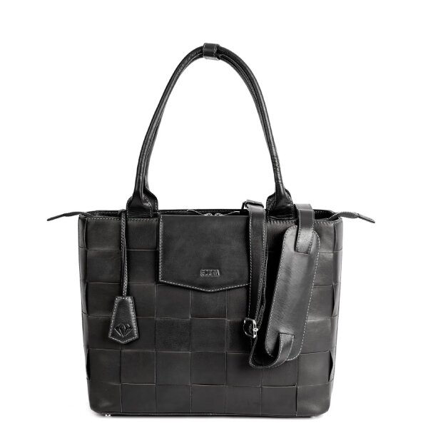 Socha Helena Premium Black Nappa leather bag with clutch - Black