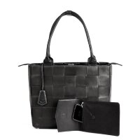 Socha Helena Premium Black Nappa leather bag with clutch - Black