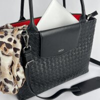 Socha Diana Premium Black 15.6 inch nappa leather laptop bag - Black