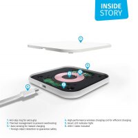 Zens Aluminum Single Wireless Qi Charger with USB-C Power Adapter (10W) - White