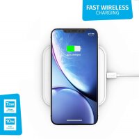 Zens Aluminum Single Wireless Qi Charger with USB-C Power Adapter (10W) - White