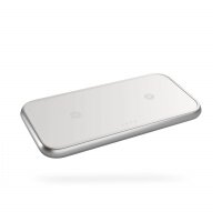 Zens Aluminium Dual Wireless Qi Charger mit USB-C Netzteil 30W (2x10W) - Weiss