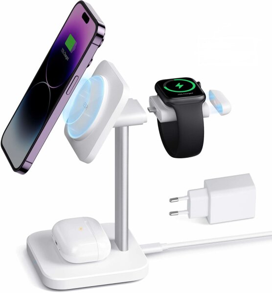 ESR HaloLock 3 en 1 Set de carga inalámbrica /Reloj con fuente de alimentación - Blanco