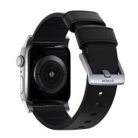 Nomad Active Leather Band Pro Armband Connector Silver für Watch 42/44/45mm - Schwarz