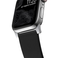 Nomad Active Leather Band Pro Armband Connector Silver für Watch 42/44/45mm - Schwarz
