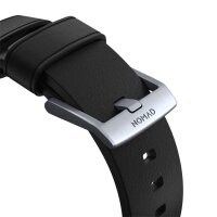 Nomad Active Leather Band Pro Armband Connector Silver für Watch 42/44/45mm - Schwarz