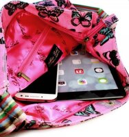 TLC Ladies Lulu Umhängetasche/Messenger Bag für 10 Zoll Tablets - Schmetterling - Pink